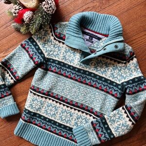 Tommy Hilfiger Wool Fair Isle Nordic sweater 100% Lambswool Sweater